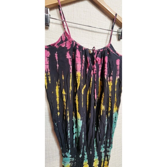 Surf Gypsy Tie Dye PlaysuitDress Off Shoulder Hippie Boho Whimsigoth Beach Sz S - Picture 6 of 13